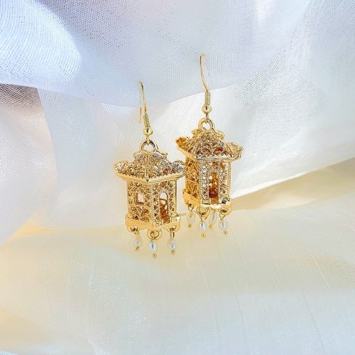 Retro Chinese Style Red Lantern Long Drop Earrings Simple Tassel Traditional Holiday Earring