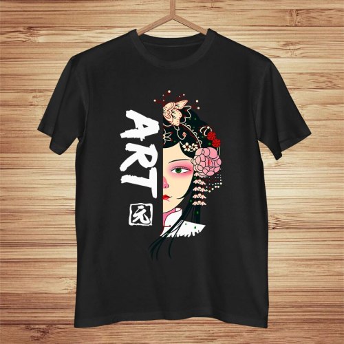 Fashion graphic t shirts Couple T-shirt Men Women 100% Cotton Chinese Peking Opera Mask Print Oversized Black White tshirts