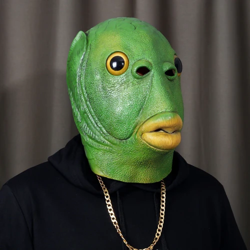 1PCS Halloween Funny Cosplay Costume Mask Unisex Adult Carnival Party Green Fish Head Mask Headgear Practical Jokes Dropshipping
