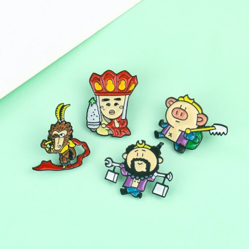 Chinese Style Journey To The West Monkey King Tang Monk Metal Brooch Cartoon Anime Cute Clothes Bag Accessory Stabbing Horse Pin