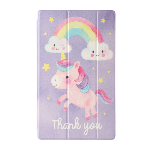 For Samsung Tab A 8.0 T290 (2019) Synthetic Leather Smart Protective Cover-Rainbow Horse
