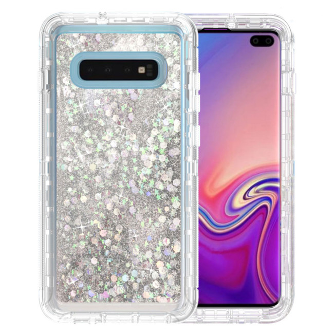 For Samsung Galaxy S10 Glitter Quicksand Case - Silver