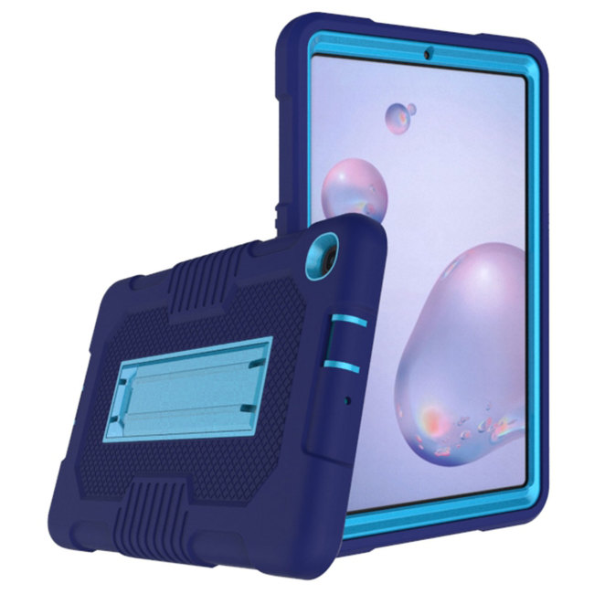 For Samsung Galaxy Tab S11 SM-X730 Silicone Shockproof Stand Case - Navy Blue/Blue