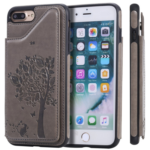 For iPhone 8 Leather Wallet Case - Gray