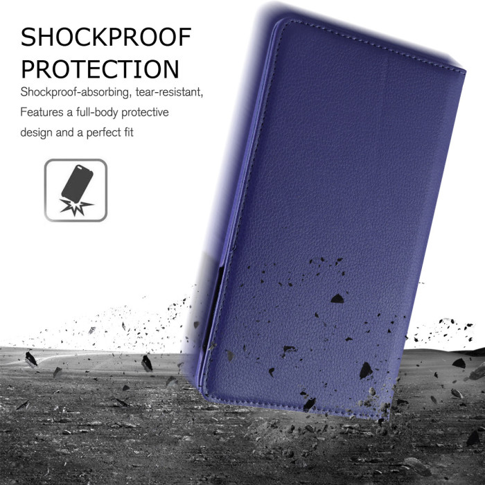 For Samsung Galaxy Tab S11 Ultra SM-X930 Leather 360 Rotating Stand Cover - Navy Blue