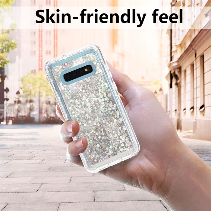 For Samsung Galaxy S10 Glitter Quicksand Case - Silver