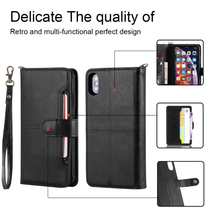 For iPhone X Magnetic Billfold Case - Black