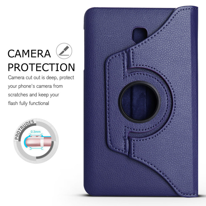 For Samsung Galaxy Tab Tab A 10.1 (2016)-SM-T580/T585 Leather 360 Rotating Stand Cover-Navy Blue