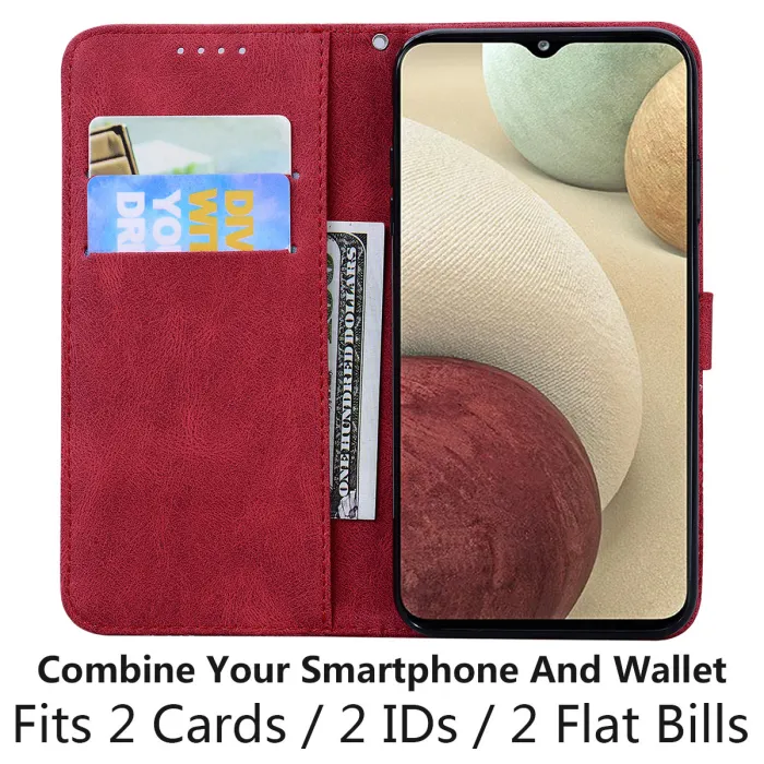 For Samsung Galaxy A12 Flip Leather Case - Red