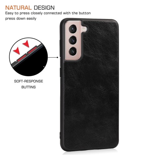 For Samsung Galaxy S21 Leather Slim Case - Black