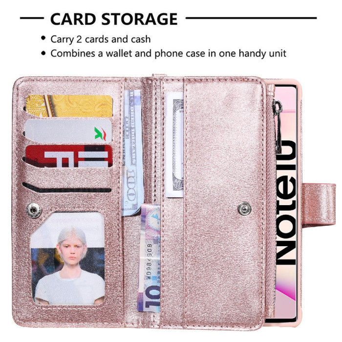 For Samsung Galaxy Note20 Folio Leather Case - Rose Gold