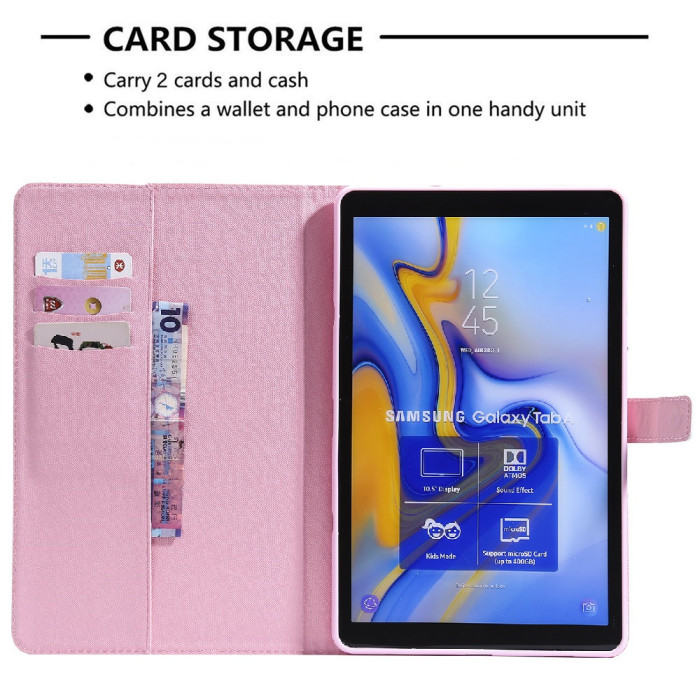 For Samsung Galaxy S5e 10.5(2019) Folio Leather Pattern Kickstand Wallet Cover-Red/Rose