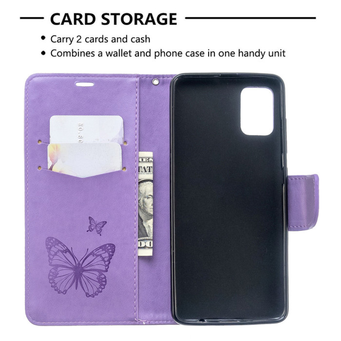 For Samsung Galaxy A02 Kickstand Wallet Case - Purple