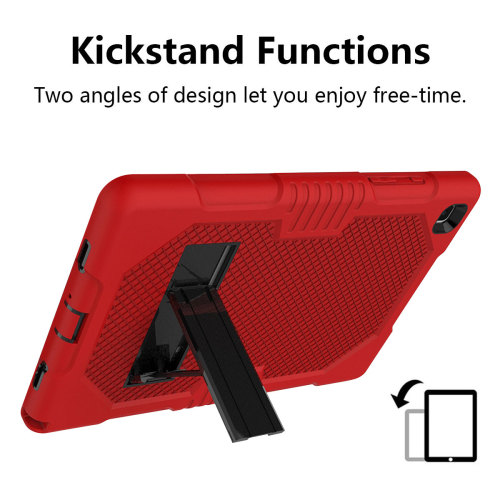 For Samsung Tab A7 10.4 2020  Silicone Hybrid Shockproof Stand Cover - Red/Black