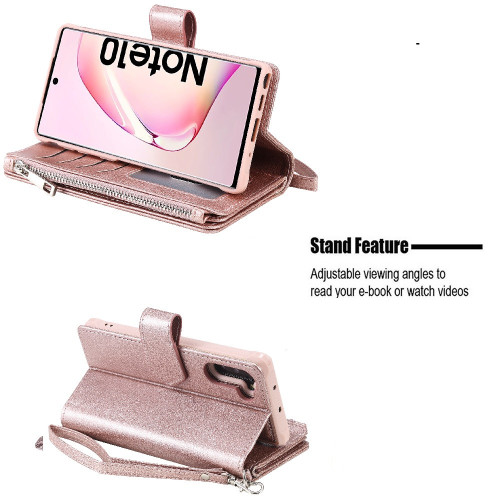 For Samsung Galaxy Note10 Folio Leather Case - Rose Gold