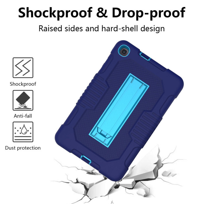 For Samsung Tab A 8.4 T307 (2020)  Silicone Armor Shockproof Stand Case -Navy Blue/Blue