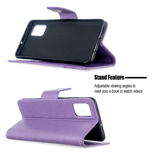 For Samsung Galaxy A02 Kickstand Wallet Case - Purple