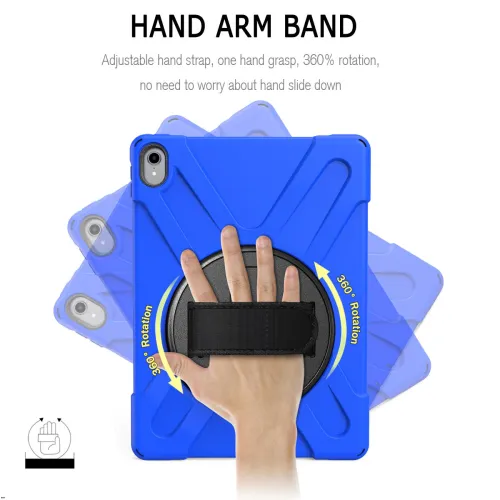 For iPad mini 4 2015 Rugged Bumper Hold Strap Stand Pencil Holder Cover- Blue