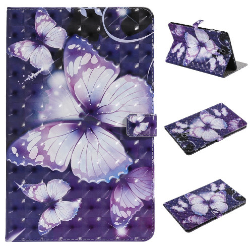 For Samsung Galaxy S6 10.5(2019)  Folio Leather Pattern Kickstand Card Slot Cover-Purple/Butterfly