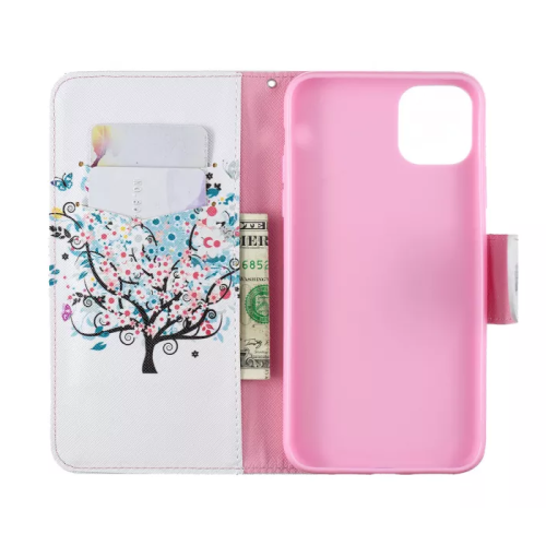 For iPhone 11 Pro Pattern Leather Case - Cute Tree