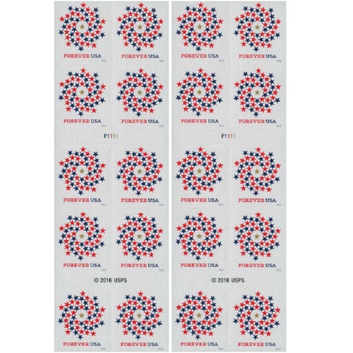 Patriotic Spiral Stars 2016 - 5 Booklets  / 50 Pcs