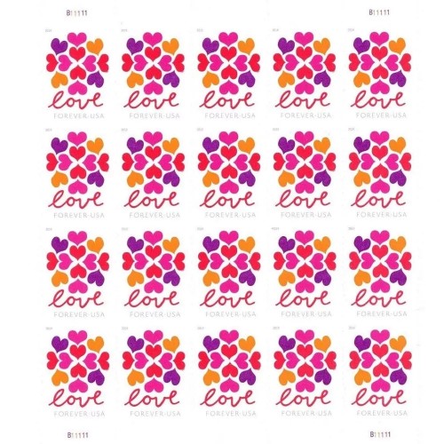 Hearts Blossom Love 2019 - 5 Sheets  / 100 Pcs