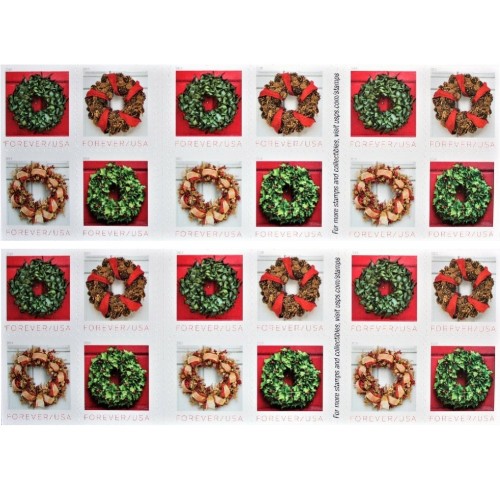 Holiday Wreaths 2019 - 5 Booklets  / 100 Pcs