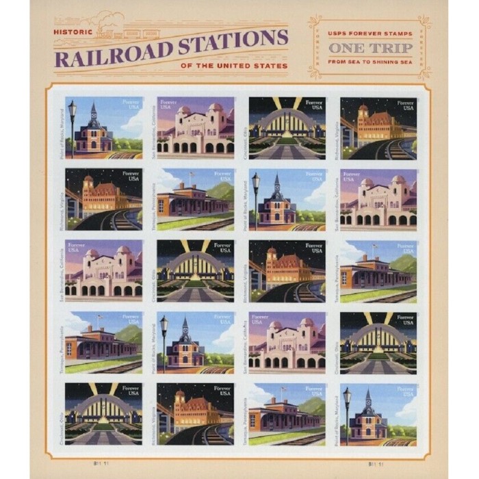 Railroad Stations 2023 - 5 Sheets / 100 Pcs