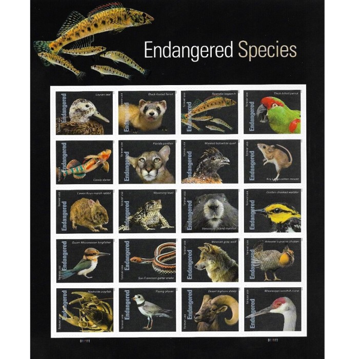 Endangered Species 2023 - 5 Sheets / 100 Pcs