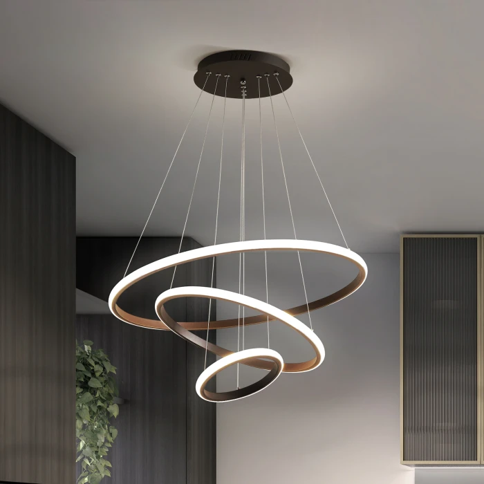 New Led Modern Pendant Lamp For Dining, Black Round Dining Room Light Fixture