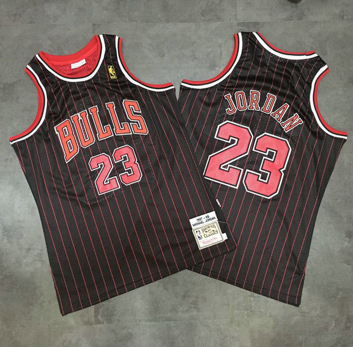 M&N Retro Bulls Black stripe Embroidery 1997-98