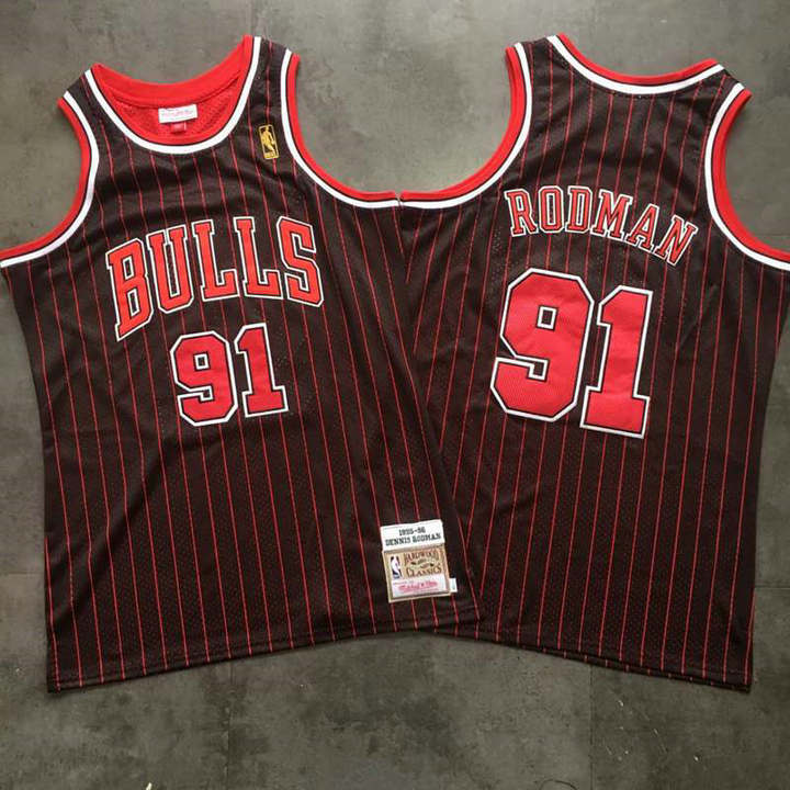 M&N Retro Bulls Black stripe Embroidery 1995-96
