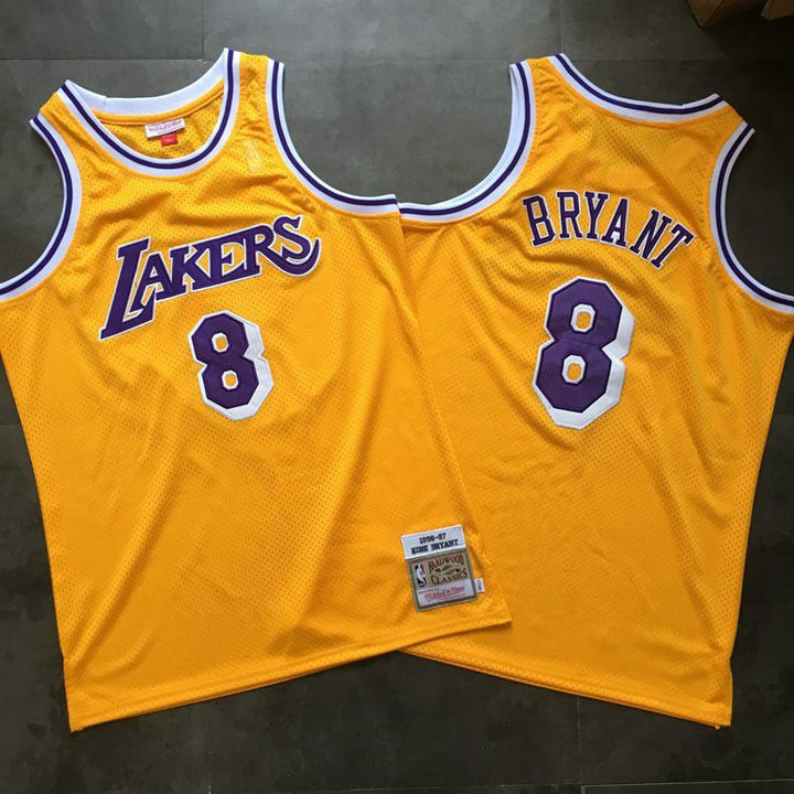 M&N Retro Lakers Yellow Embroidery 1996-97