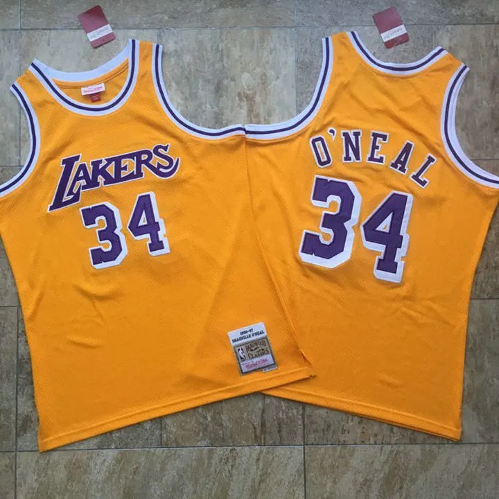 M&N Retro Lakers Yellow Embroidery 1996-97