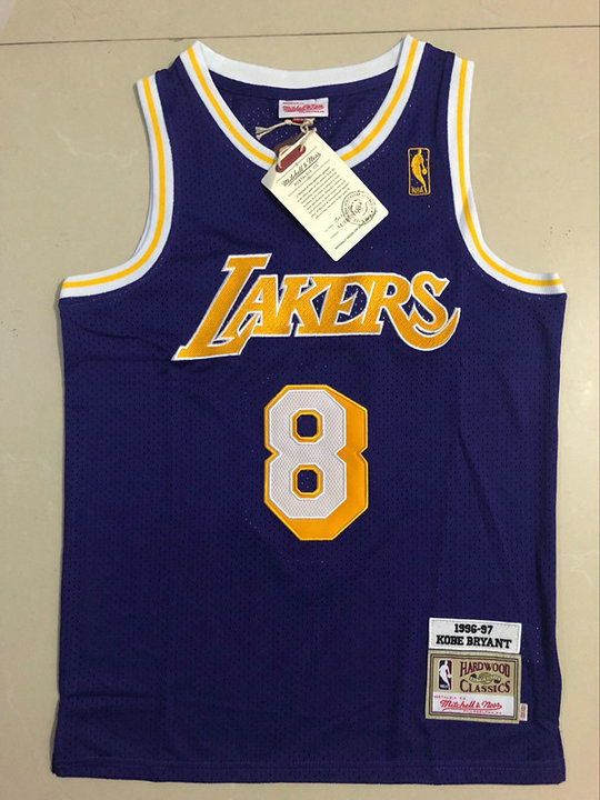M&N Retro Lakers Purple Blue Embroidery 1996-97