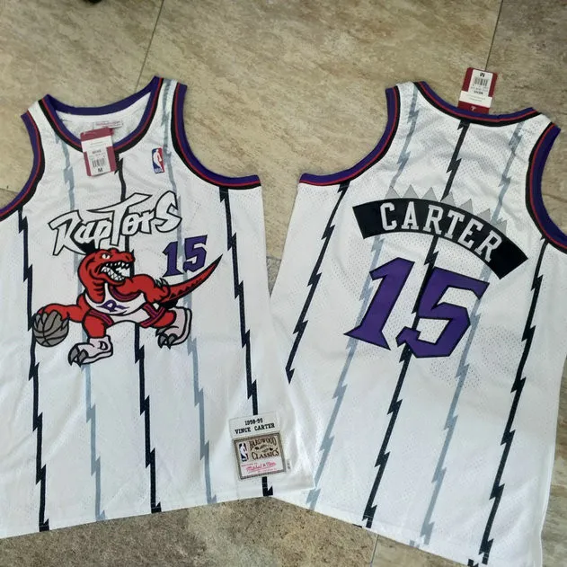 M&N Retro Raptors White Embroidery 1998-99