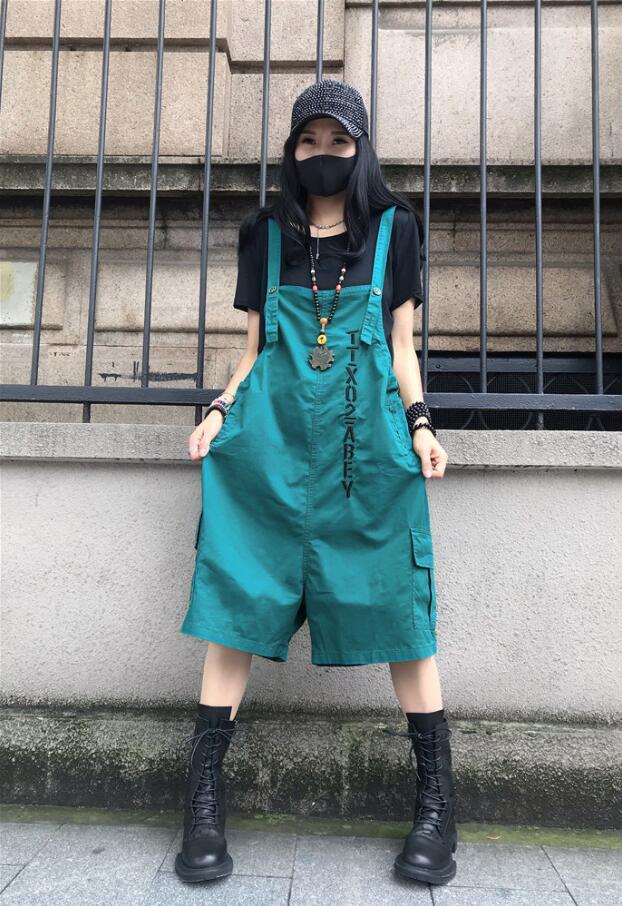 新款純色文藝背帶褲