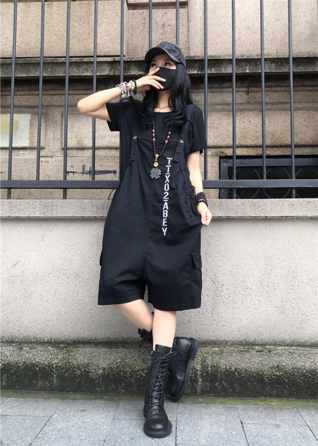 新款純色文藝背帶褲