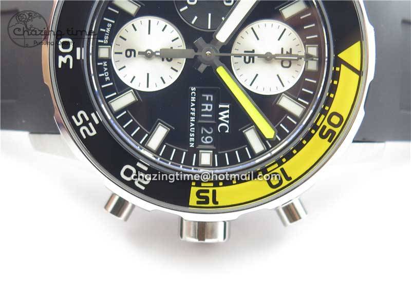 Aquatimer Chrono IW376702 SS BLS 1:1 Best Edition Black Dial on Black  Rubber Strap A7750