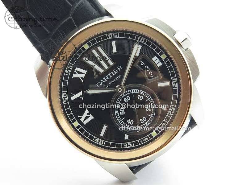 Black Dial On Black Leather Strap A23J