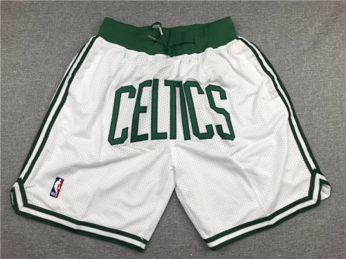 Retro Boston Celtics Basketball Shorts Stitched White