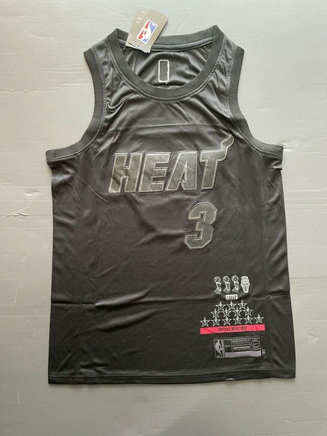 City Edition Dwyane Wade #3 Miami Heat Basketball Jersey Stitched Black #A