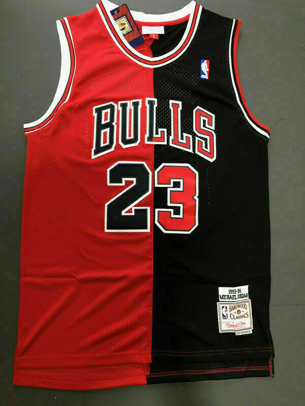 Retro Michael Jordan #23 Chicage Bulls basketball jersey Stitched Black Red