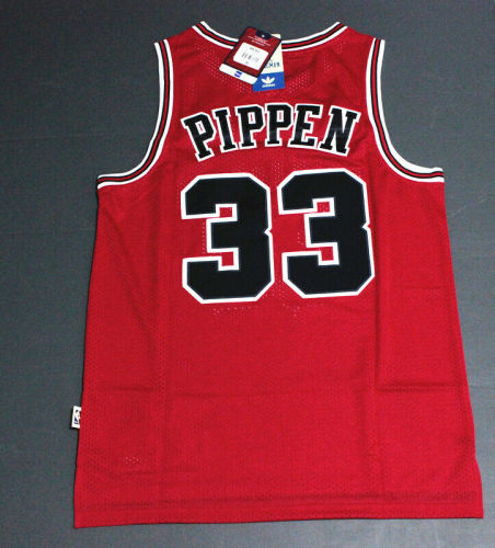 Retro Scottie Pippen #33 Chicago Bulls Basketball Trikot Genäht Rot