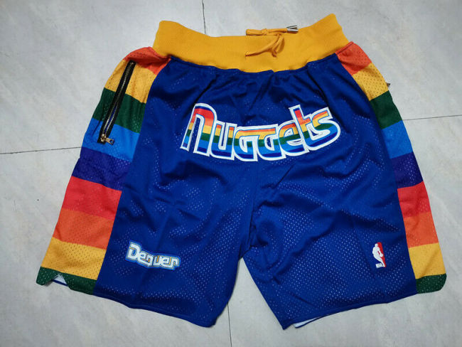 Vintage Denver Nuggets Basketball Shorts Stitching Blue