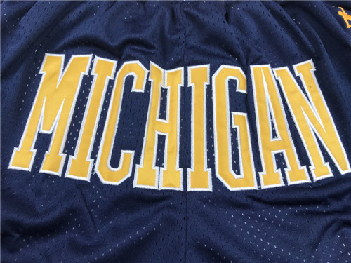 Vintage University of Michigan Wolverines Basketball Shorts Stitching Dark Blue