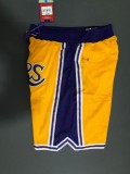 Retro Los Angeles Lakers City Edition Gold Label Yellow Basketball Shorts Stitched