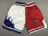 Retro 1997 Finals Chicago Bulls Jazz Double Color Block Basketball Stitched Shorts