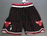 Classic Chicago Bulls Nike Basketball Stitched Shorts with Black Stripes