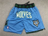 Vintage Minnesota Timberwolves Basketball Shorts Stitching Blue